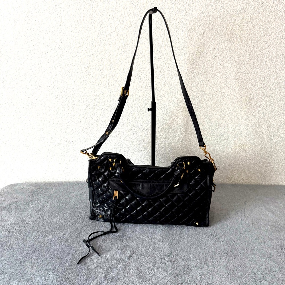 Rebecca Minkoff Quilted Leather Desired Satchel/Crossbody Bag Studded